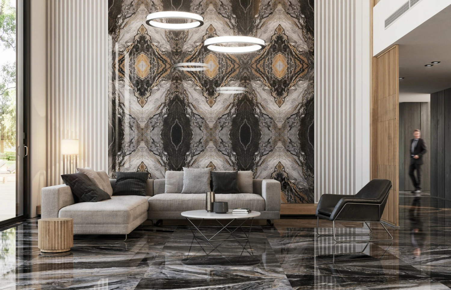 Cosmic Black Polished Porcelain Bookmatch Tile (4 Tiles) 3 Cosmic Black Polished Porcelain Bookmatch Tile (4 Tiles)