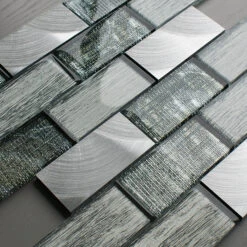 Portland Green Glass And Aluminium Brick Mosaic