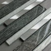 Portland Grey Glass And Aluminium Linear Mosaic