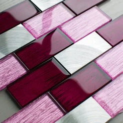 Portland Pink Glass And Aluminium Brick Mosaic