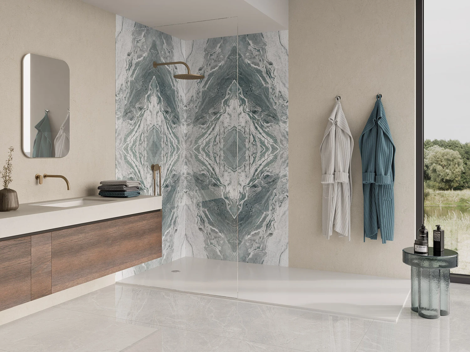 Cosmic Aqua Polished Porcelain Bookmatch Tile (4 Tiles) 3 Cosmic Aqua Polished Porcelain Bookmatch Tile (4 Tiles)