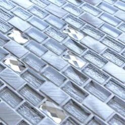 Tiffany Silver Glass Brick Mosaic